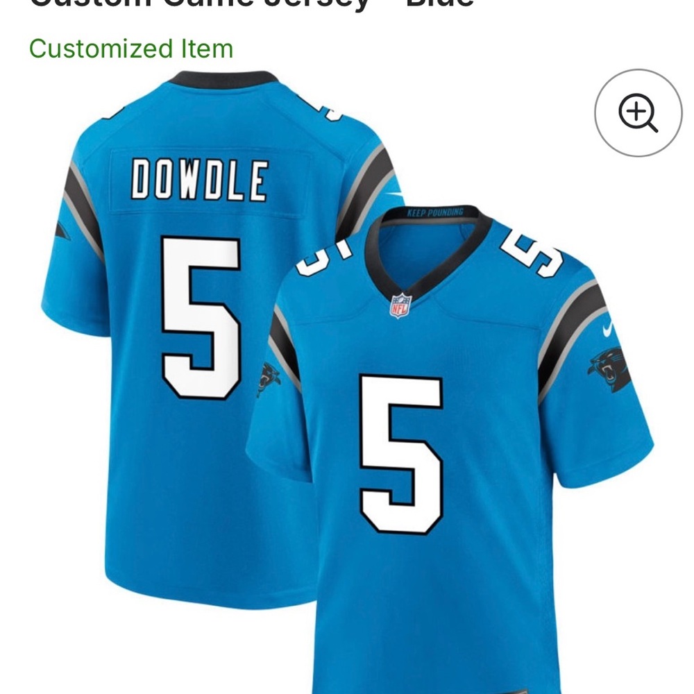 NEW Nike Carolina Panthers Rico Dowdle Jersey XXL